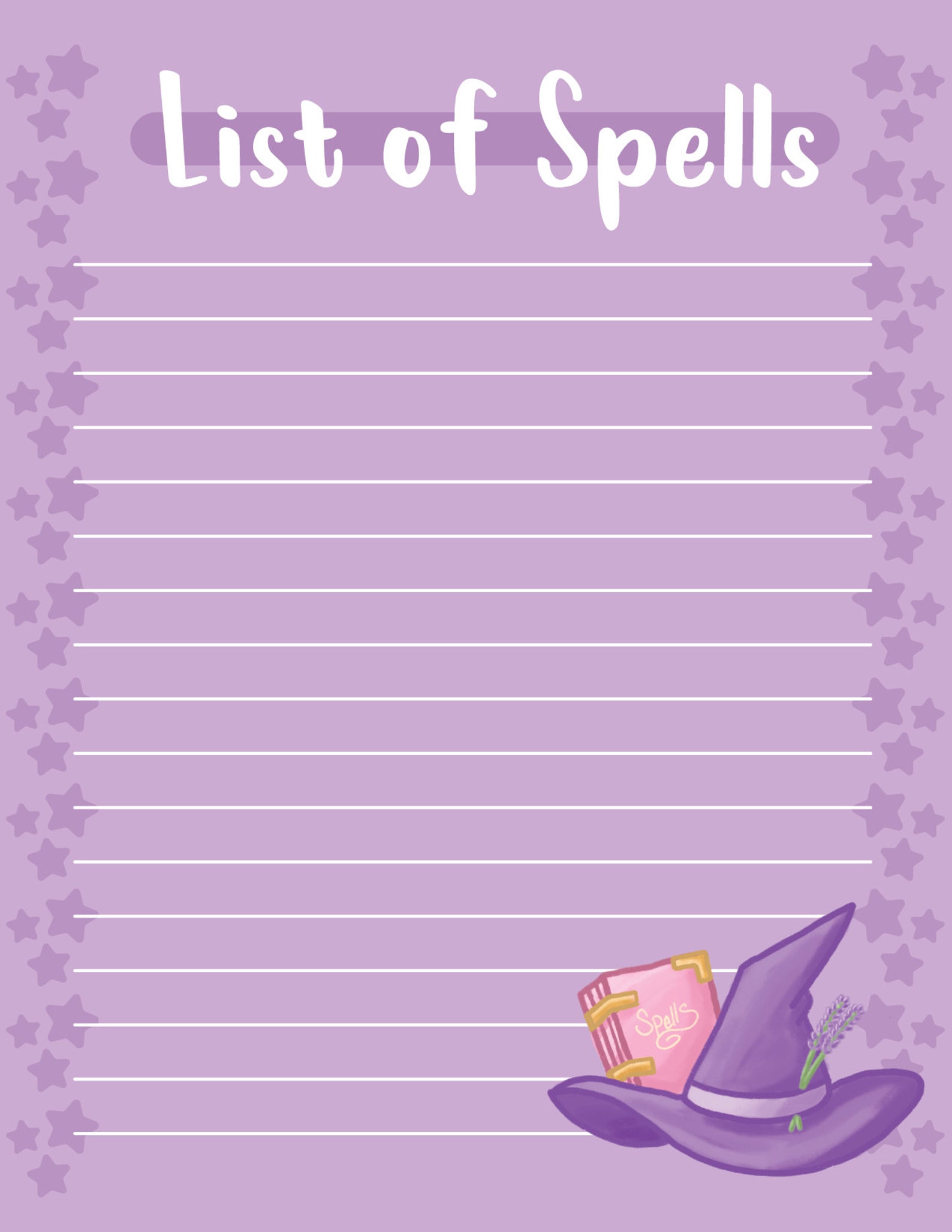 Spell List Notepad Digital Download Digital Stationary Etsy