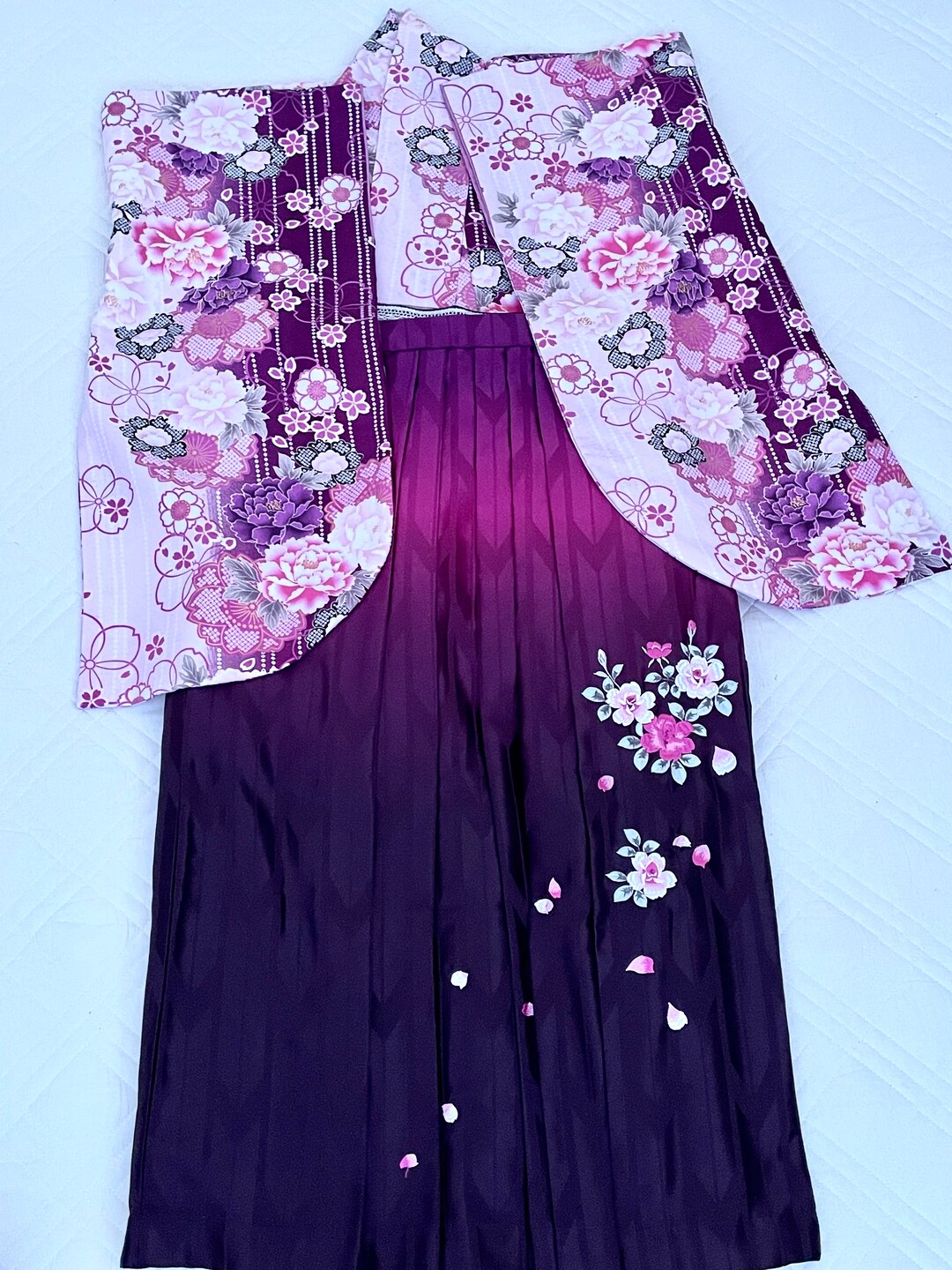 230801 Hakama Set Antique Kimono Hakama Purple Graduation - Etsy