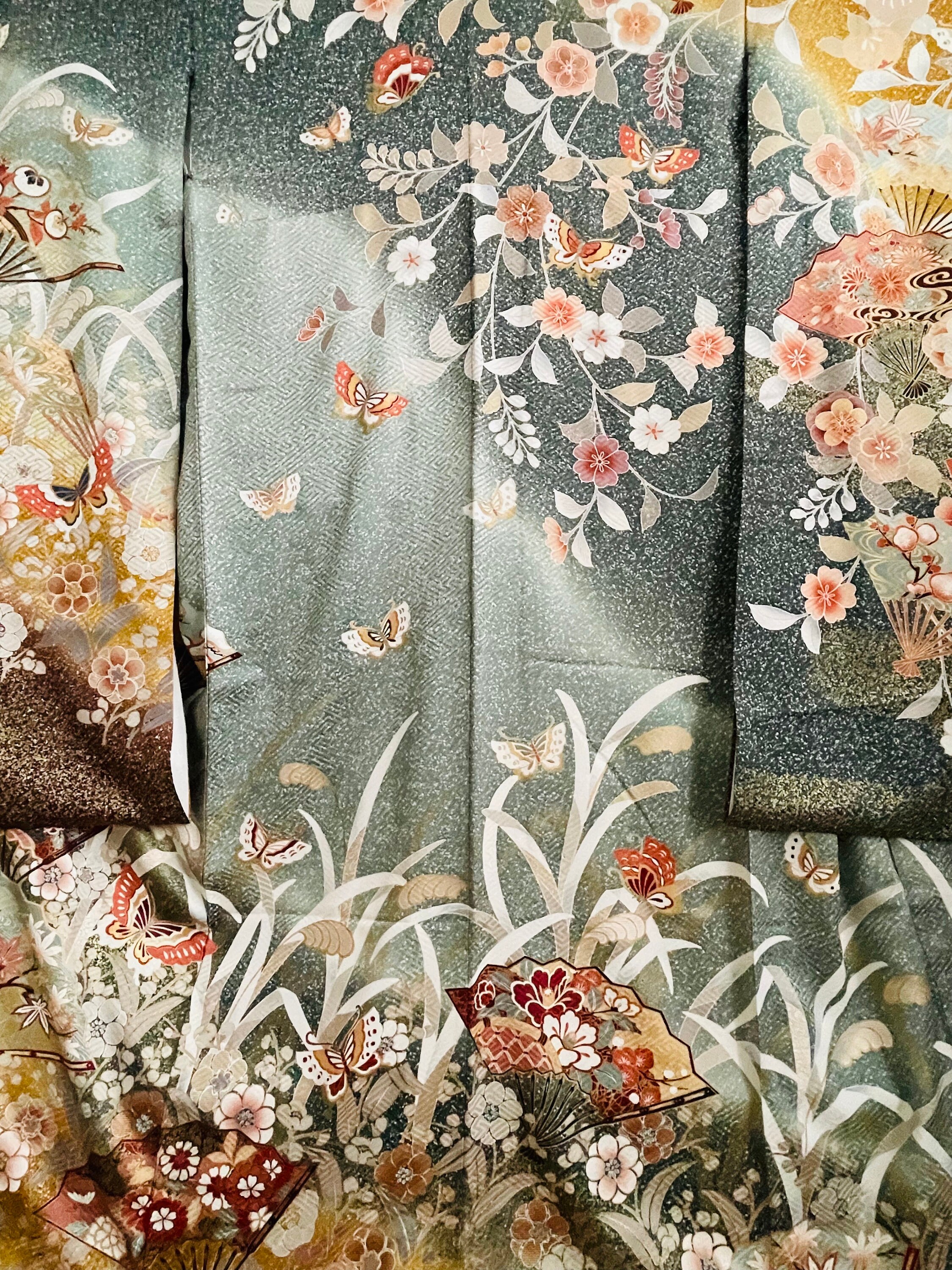 雪の豪奢 The Silk Brown, Furisode, Kimono, Vintage 613 Weak!! is Yen カラーリング・白髪染め