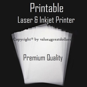 May include: A stack of white, translucent sheets of paper. The paper is labeled "Printable Laser & Inkjet Printer" and "Premium Quality". The text "Copyright by value4greatdollars" is also visible.