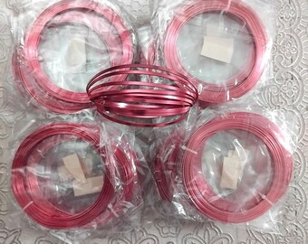 Super Special 39 Rolls of 3mm Wide 3 Meters Length Aluminum Flat Wire HOT PINK Garden Craft Floral Decoration @1 per roll