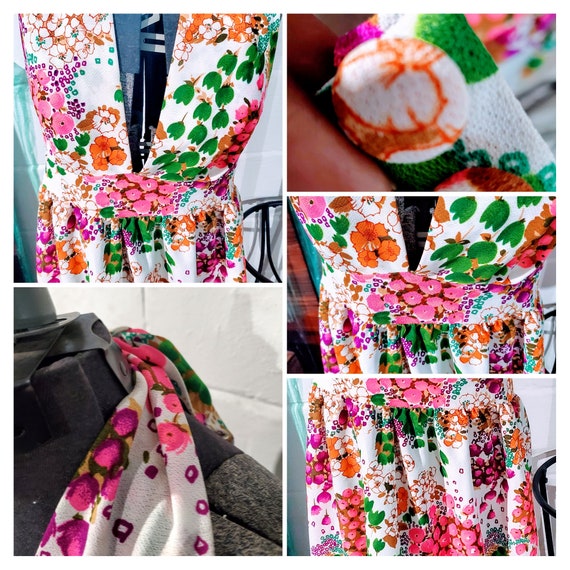 Vintage Flower Power custom made Halter Dress