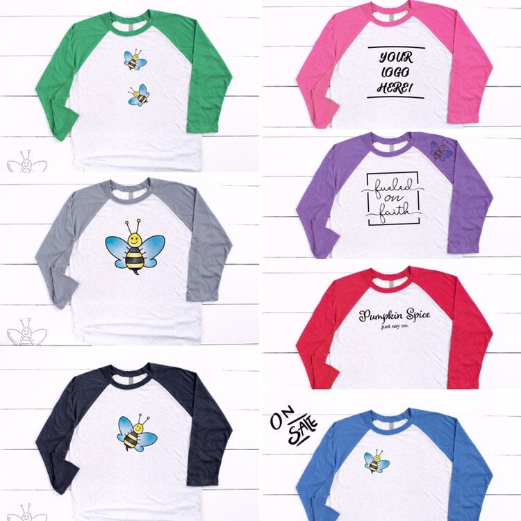 Download Raglan 3 4 Sleeve Shirt Mockup Seven Different Colors Four Etsy