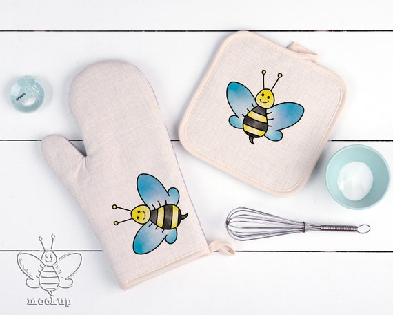 Download Linen Pot Holder And Oven Mit Set Sublimation Blank Mockup Etsy
