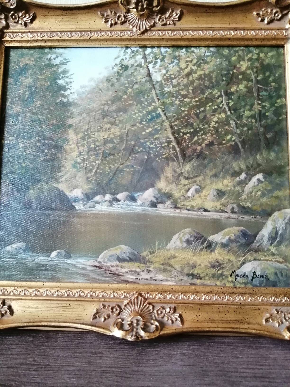Vintage Gilt Framed Oil Painting by Manson Blair Etsy