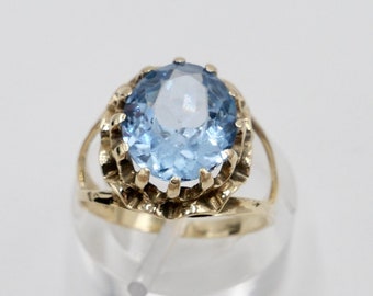 90s ring USA yellow gold 585 / 14K size. 56 synthetic spinel
