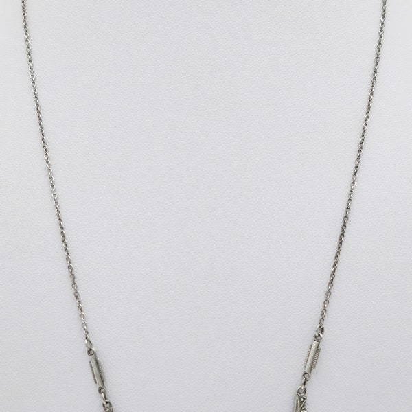 Antike filigrane 800 Silber Kette Collier 50 cm mit Markasiten und Onyx