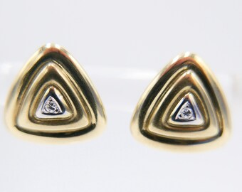 Pyramid earrings stud earrings gold 585 / 14K with diamonds triangle