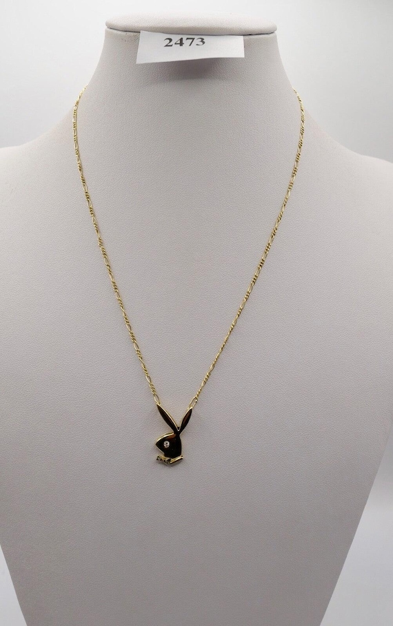 1990s Ladies' Playboy Bunny Necklace 43 Cm in 750 18K Yellow Gold