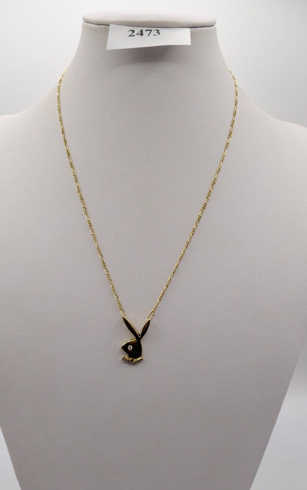 1990s Ladies' Playboy Bunny Necklace 43 Cm in 750 18K Yellow Gold