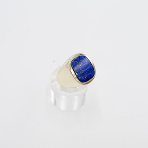 80s signet ring men's ring gold 585 / 14K lapis lazuli size 61