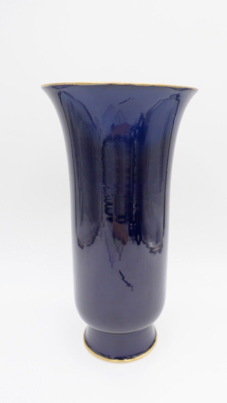 マイセン 342a / 28 大型花瓶 35.5 cm コバルトブルー 花束付き 金彩