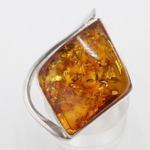 80er Jahre Designer Ring Bernstein Silber 925 Gr. 60 Frauenkopf G Danzig Polen