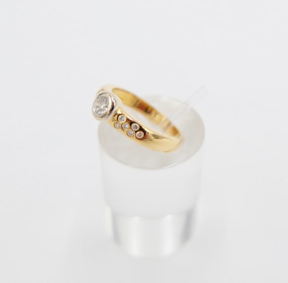 Elegant Bicolor Yellow/White Gold Ring 0.32 Ct SI… - image 8