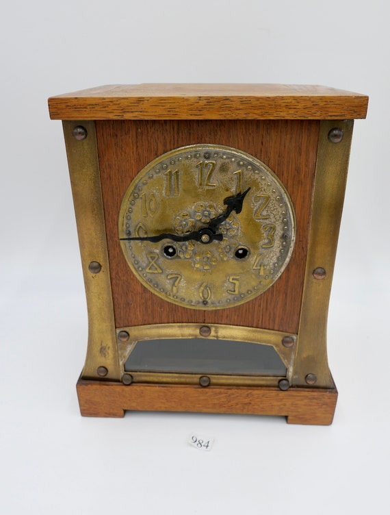 Old Fireplace Clock With More Modern Movement Wood Brass ODO 151
