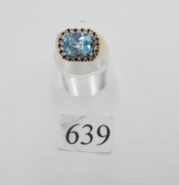 Bague femme en or 375 9K 4 70 Ct avec grande topaze bleue zircone taille. 54 NOUS7 Etsy France