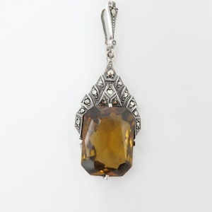 935 silver pendant with glass stone and marcasites in Art Deco style