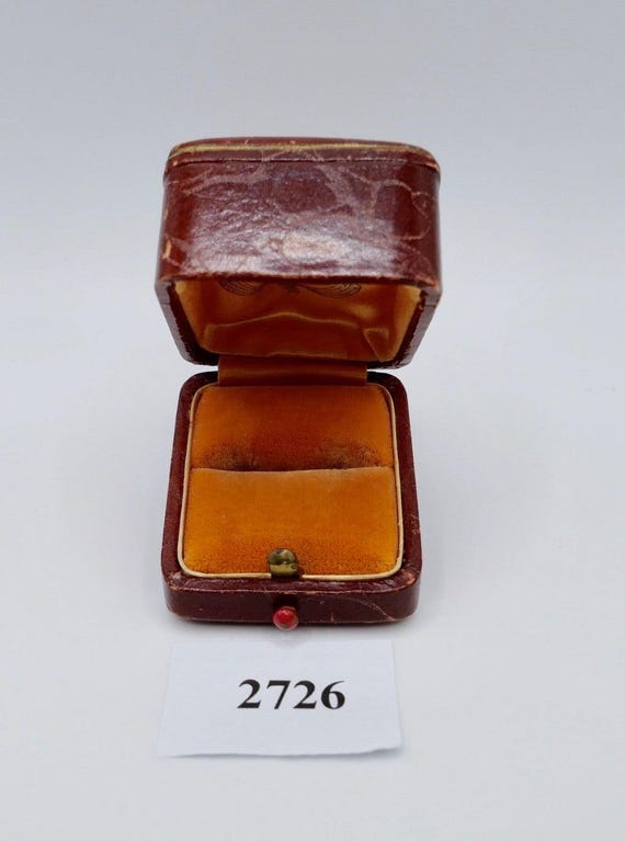 Antique ring case, jewelry box, leather, Ernst Menner Stuttgart