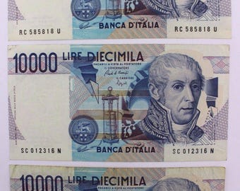 イタリアの 1984 年廃止の 10000 リラ紙幣。イタリア銀行は