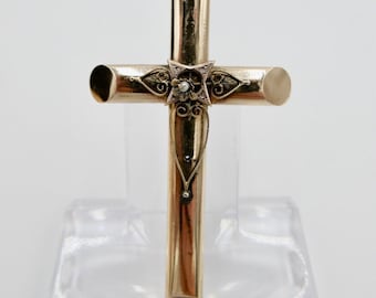 delicate antique cross pendant, 585/14K rose gold, circa 1860