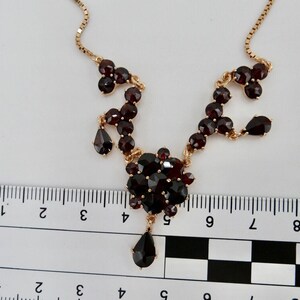 Alte Collier Kette 55cm Rotgold 333 8K Gold mit Granat FBM Venezianerkette