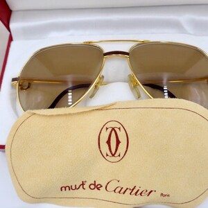 Must de Cartier VENDOME LAQUE 140 59/16 Sonnenbrille / Brille Gold 1980er Etui