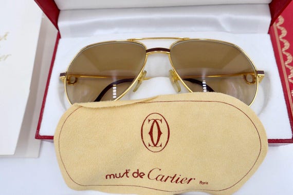 【美品】must de Cartier ゴールド サングラス Must De Cartier VENDOME LAQUE 140 59/16 Sunglasses / Glasses Gold
