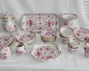 【最終価格】28cm MEISSEN ピンクローズ オープンワーク 透かし Meissen 1st Choice Coffee Mocha Service 25 Pieces Porcelain Indian