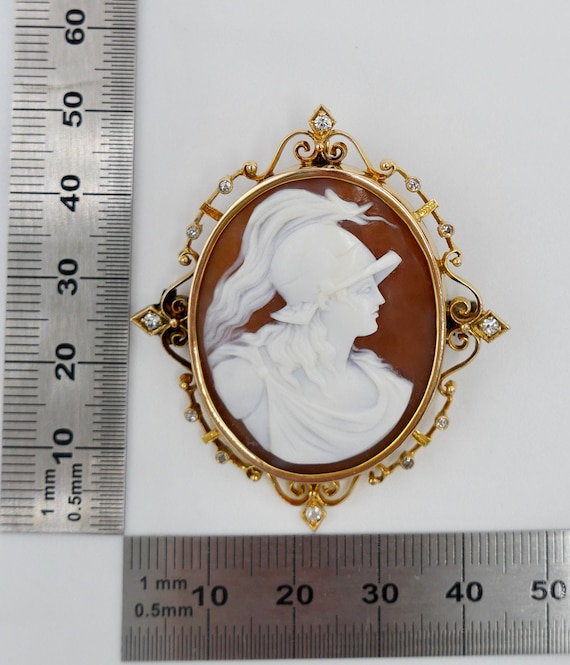 Antique 585 14K Gold Shell Gemme Cameo Youth Still