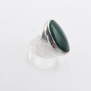 80s silver ring ladies ring size 54 silver green malachite oval silver 925