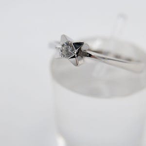 80s solitaire ring white gold diamond 585 14K ladies 0.060 ct size 57 VVS F