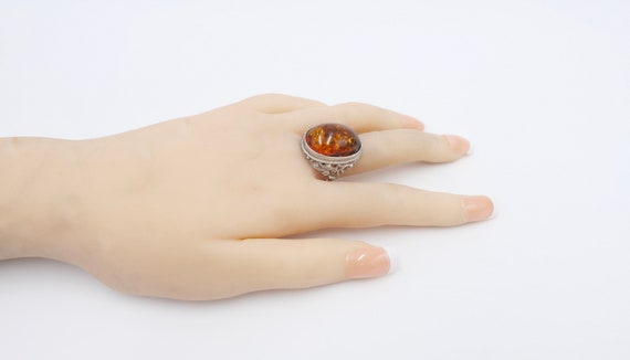 80er Jahre Designer Ring Bernstein Silber 925 Gr.… - image 9