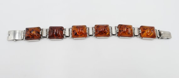 Old 935 Silver Amber Links Bracelet - image 3