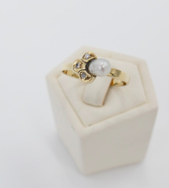 Eleganter Gelbgold Diamant / Perle Damen Ring 585 