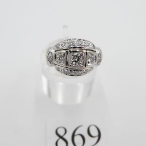 1980s Old Bicolor Gold Diamond Brilliant Women's Ring 0.90 Ctw 585 14K Size 56