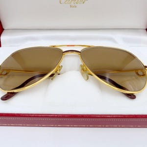 Must de Cartier VENDOME LAQUE 140 59/16 Sonnenbrille / Brille Gold 1980er Etui