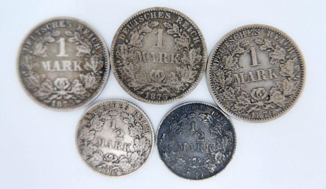 1.5マルク銀貨 5枚セット 1875年～1919年 ドイツ帝国銀貨 - Etsy 日本