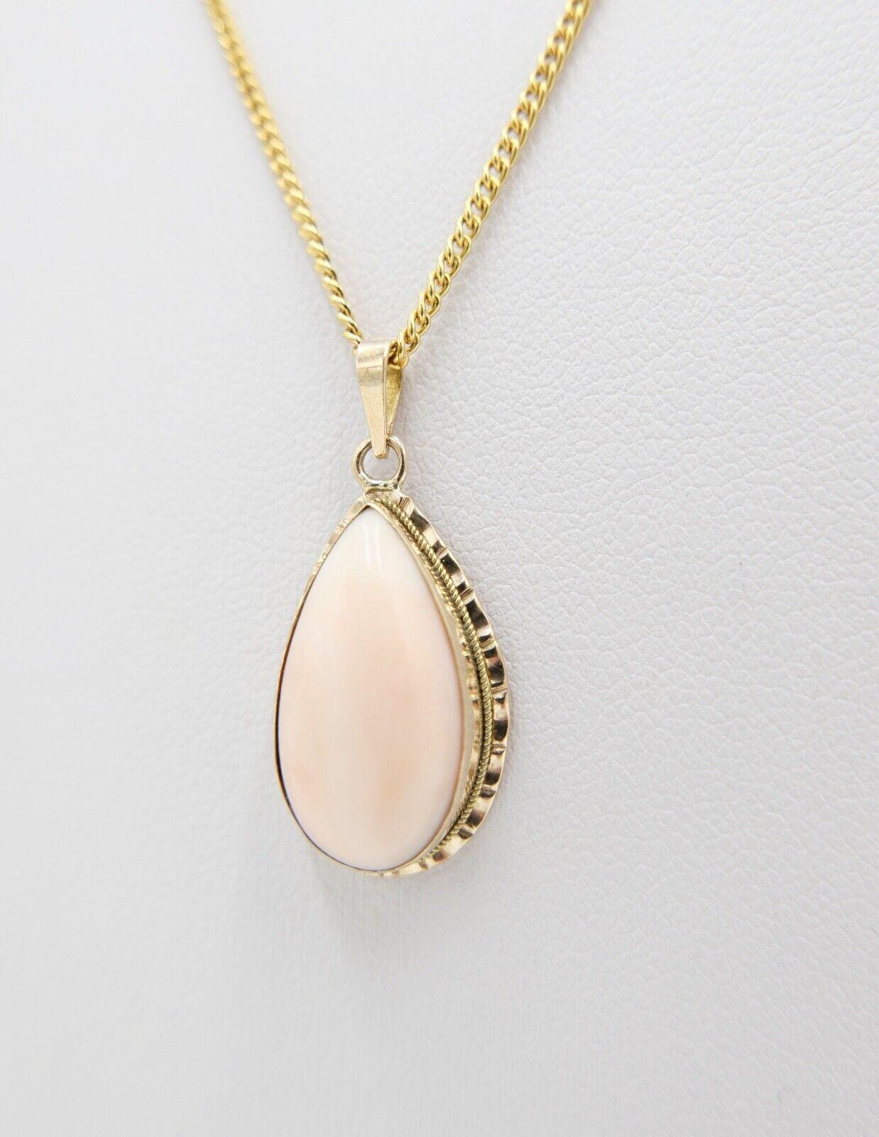 Pendentif Ancien En Or Jaune 18k 750 Et Corail Blanc/orange - Style Art Nouveau, Occasion, Bijou Vintage