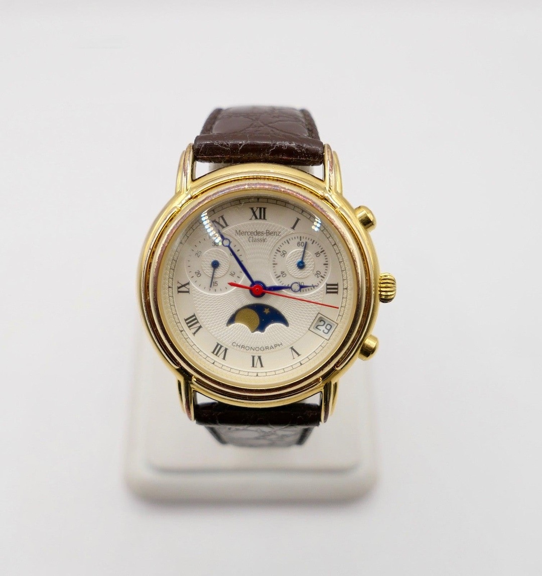 2000s Mercedes Benz Classic Chronograph Quartz Moon Phase 35 Mm - Etsy