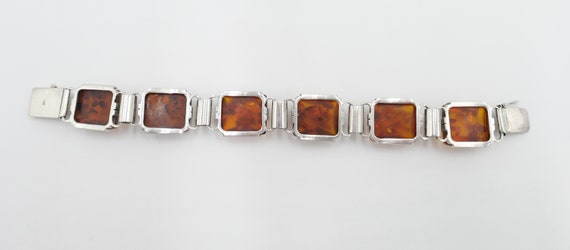 Old 935 Silver Amber Links Bracelet - image 4