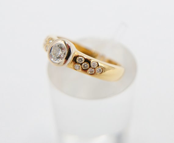 Elegant Bicolor Yellow/White Gold Ring 0.32 Ct SI… - image 5