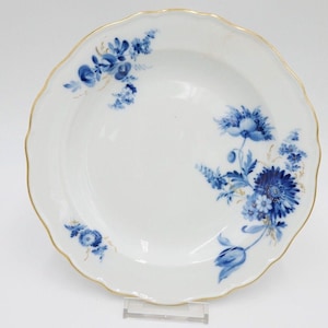 Meissen cake plate dessert plate Ø21cm gold rim blue flowers gold grasses