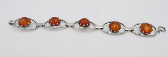 Old 835 Silver Amber Link Bracelet - image 5