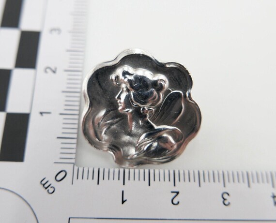 Pendentif (ou Broche) Ancien Art Nouveau Vers 1900 – En Or 14K Et Argent 800 – Avec Strass, Occasion
