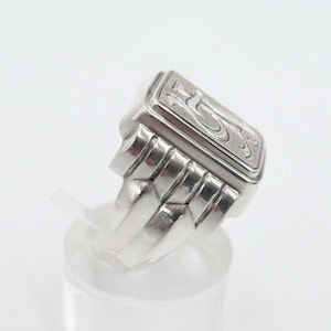 Anillo de sello Art Déco con monograma YJ JY, anillo de hombre en plata 835, talla S. 63 Estados Unidos 10,5