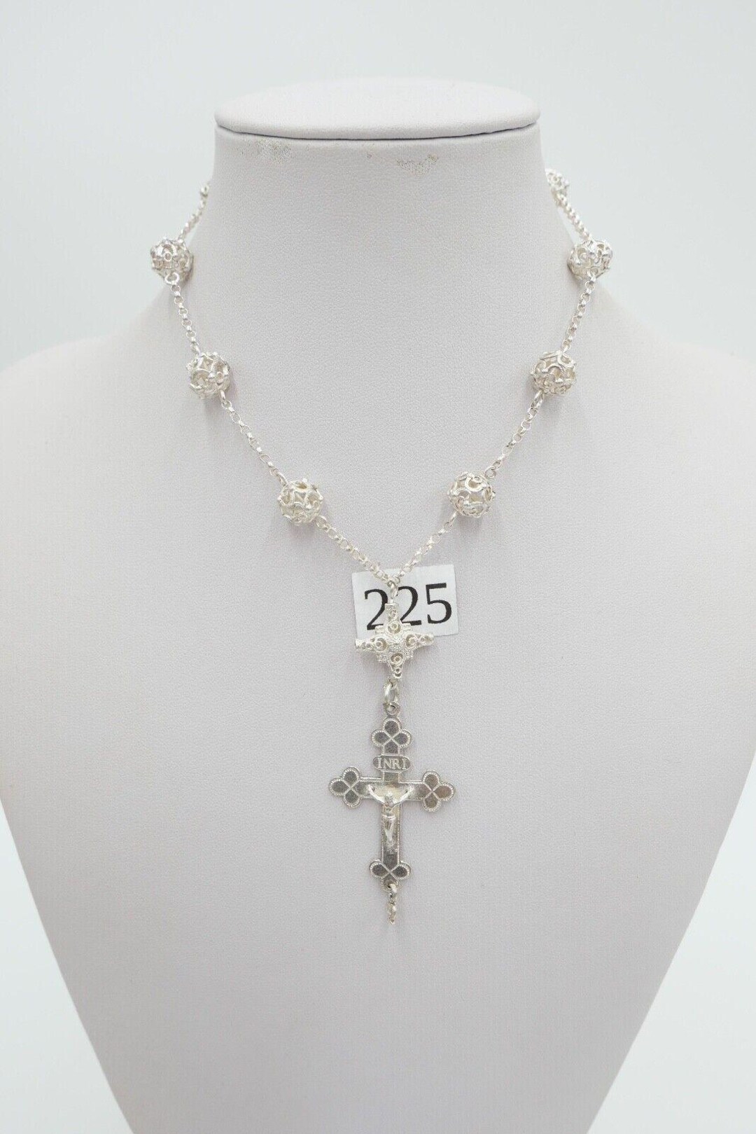 素敵な Filigree Antique Rosary Around Silver Cross Chain Prayer / 邦楽