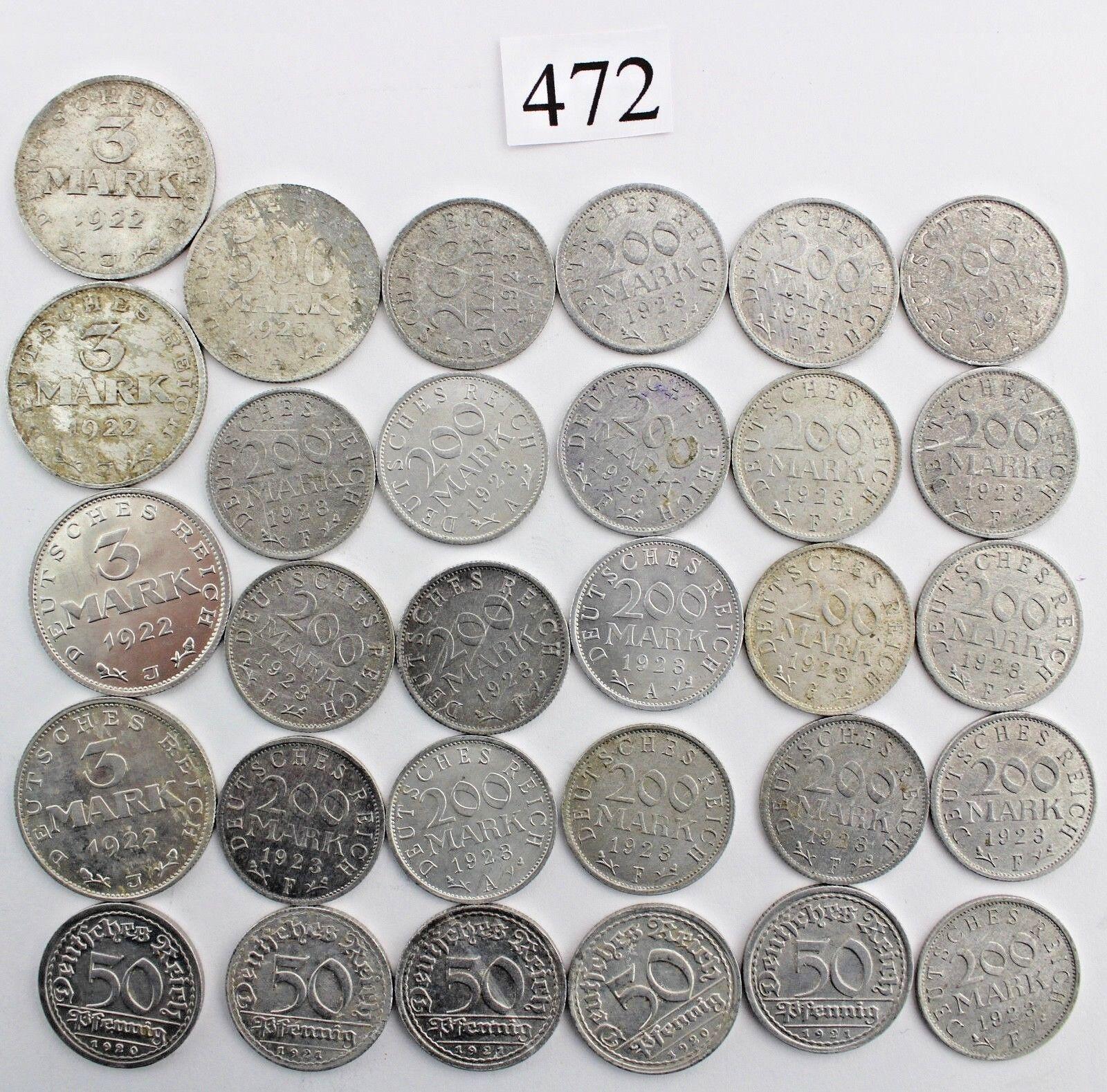 30 x 3.200.500 Marks & 50 Pfennigs 1920 1921 1922 1923 Jäger 301 303 304 305