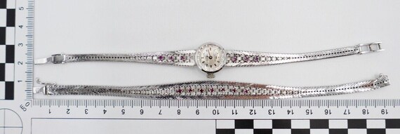 835 Silver Ruby Set quot; Bracelet Ring Watch Ear… - image 9