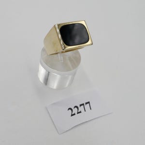 Old signet ring men's ring 835 silver / gold-plated size 60-61 with ONYX