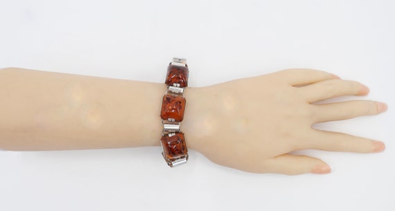 Old 935 Silver Amber Links Bracelet - image 7